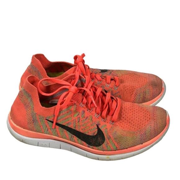 Nike Free 4.0 Flyknit Orange Hot Lava Fuchsia Running Shoes Women's Size 7.5 - Picture 2 of 13